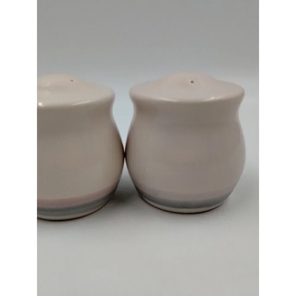 Pfalzgraff Sunrise Pink  Blue Ivory Colored Salt and Pepper Shakers w/Stoppers
